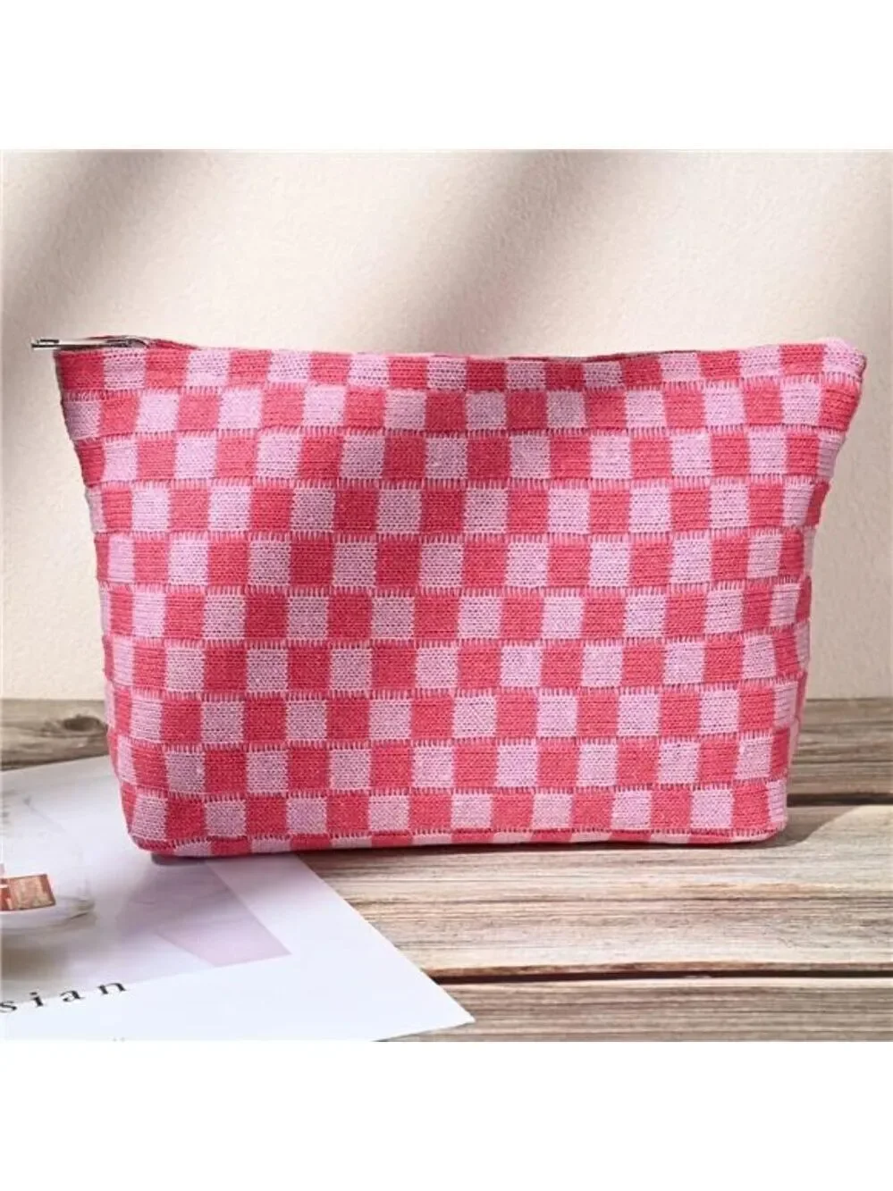 2 Pieces Makeup Bag Large Checkered Cosmetic Bags Travel Toiletry Organizer Set